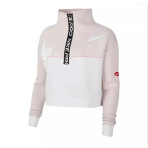 Nike Pro Get Fit Icon Clash Cropped Half-Zip Pullover, Size Medium